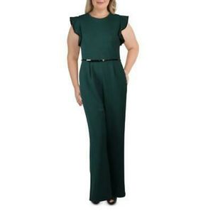 CALVIN KLEIN  Tipped Ruffle Sleeves Jumpsuit